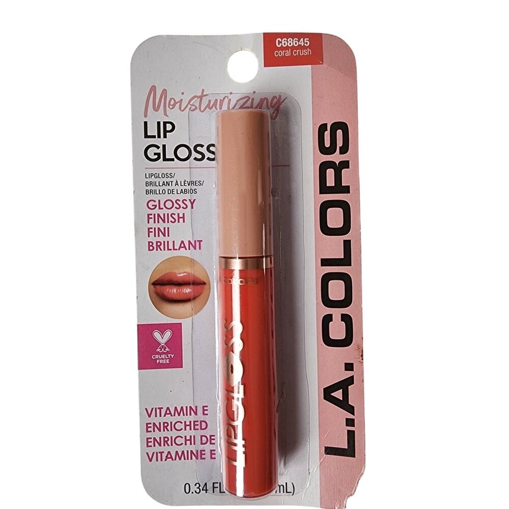 L.A. Colors Moisturizing Lip Gloss Vitamin E Coral Crush C68645 Glossy Shine New